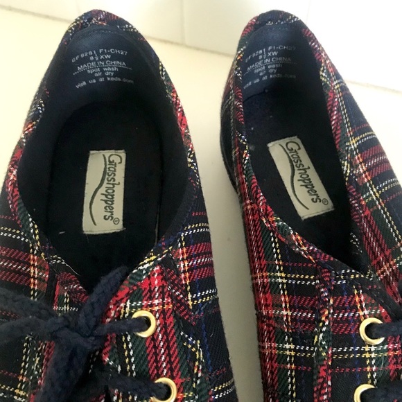 Vintage 1970’s plaid dark academia preppy sneakers lace up flats shoes - Picture 3 of 11